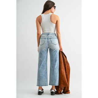 Sunwashed Crop Denim - Sugar Co.