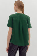 Sutton Blouse Hunter Green - Sugar Co.