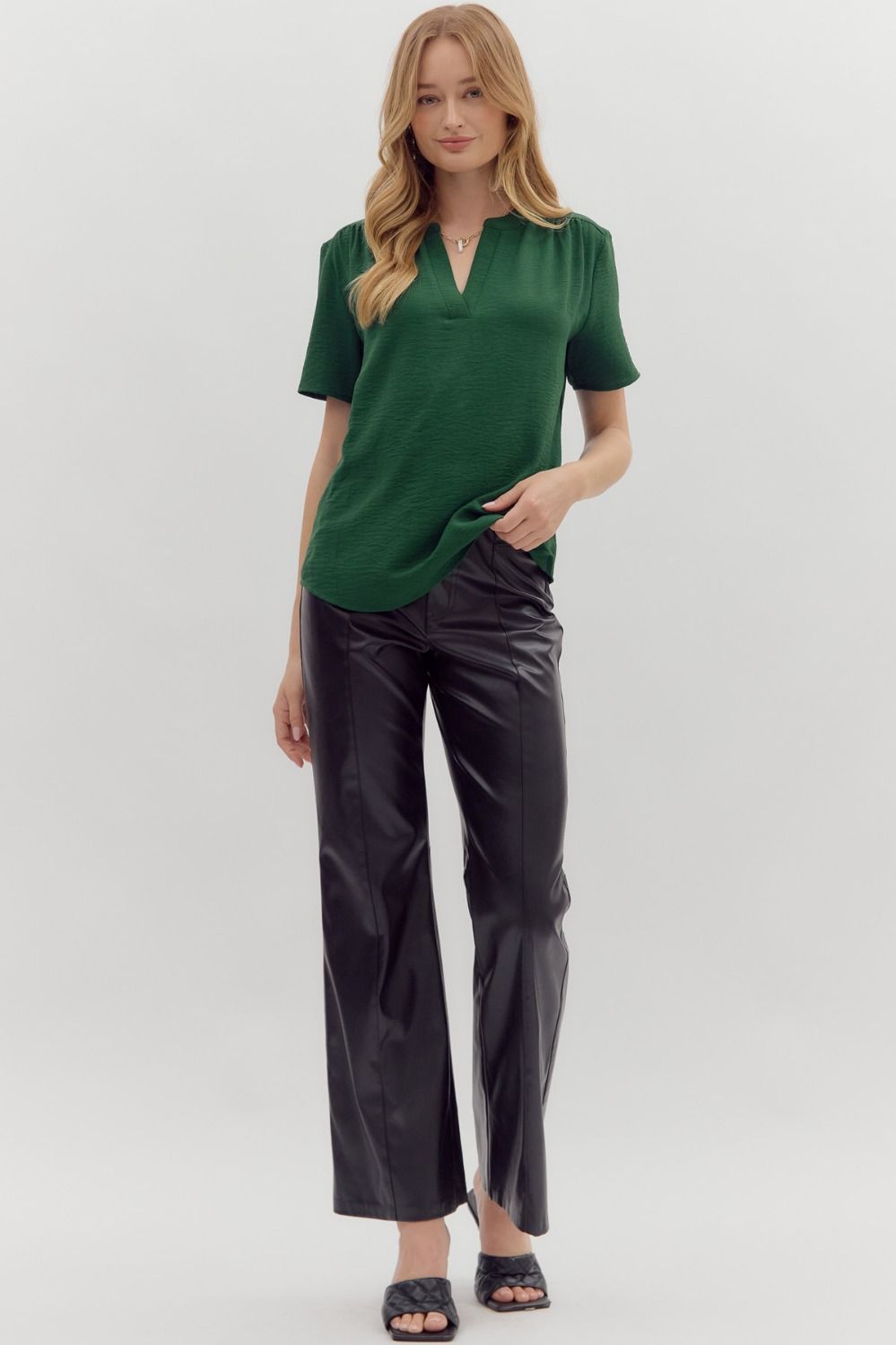 Sutton Blouse Hunter Green - Sugar Co.