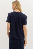 Sutton Blouse Navy - Sugar Co.