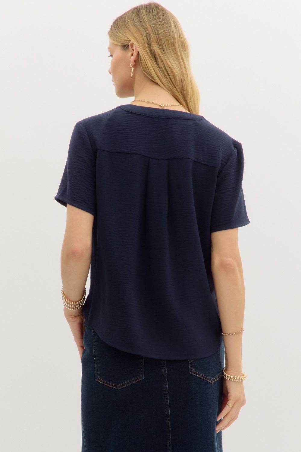 Sutton Blouse Navy - Sugar Co.