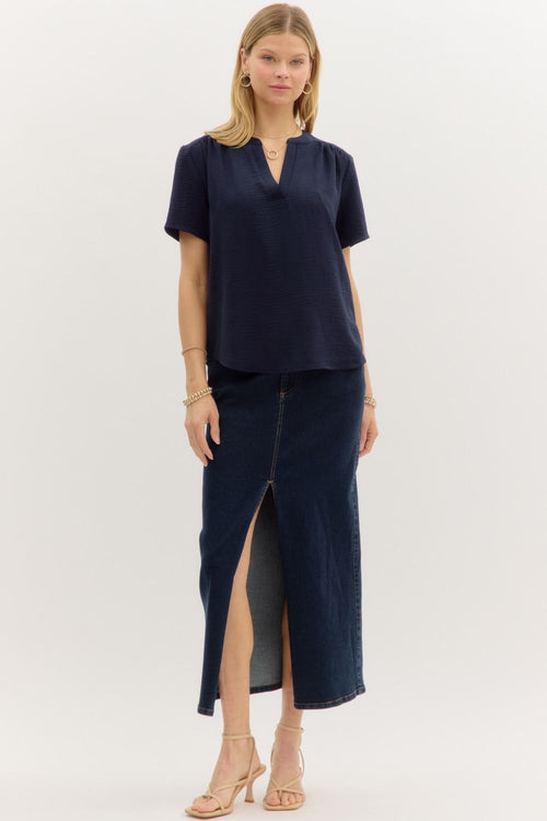 Sutton Blouse Navy - Sugar Co.