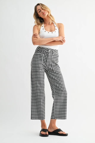 Sweet Check Slim Wide Leg - Sugar Co.