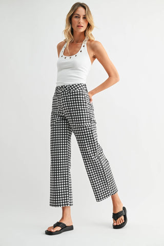 Sweet Check Slim Wide Leg - Sugar Co.