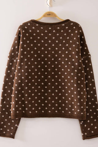 Sweet Dot Knit Cardigan Chocolate - Sugar Co.