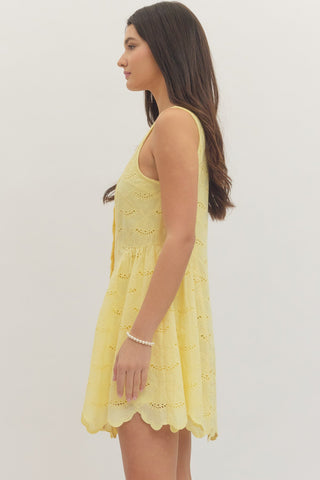 Sweet Grace Eyelet Dress Lemon - Sugar Co.