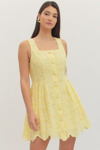 Sweet Grace Eyelet Dress Lemon - Sugar Co.
