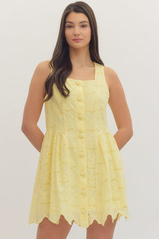 Sweet Grace Eyelet Dress Lemon - Sugar Co.