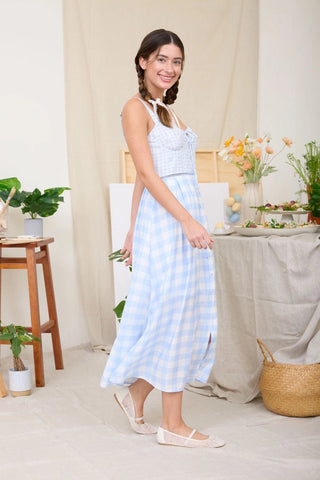 Sweet on You Plaid Corset Midi Dress - Sugar Co.