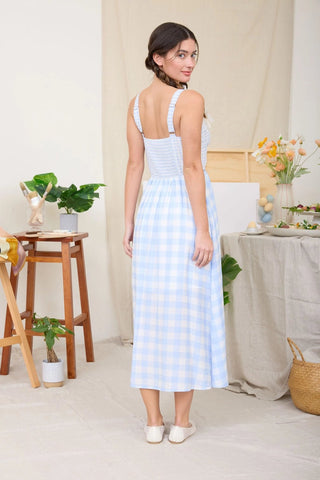 Sweet on You Plaid Corset Midi Dress - Sugar Co.