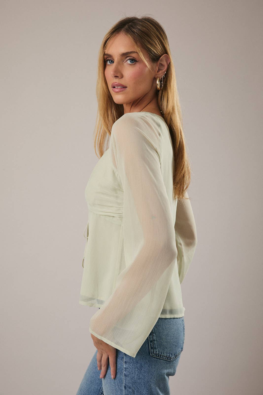 Sweet Sage Tie Blouse - Sugar Co.