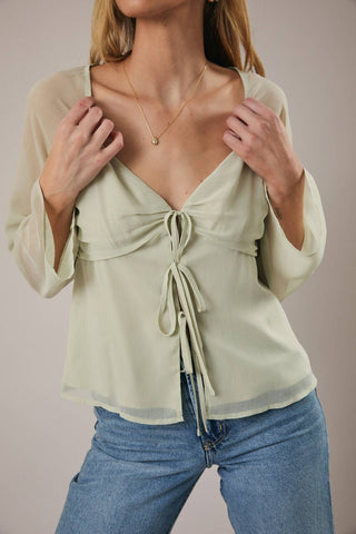 Sweet Sage Tie Blouse - Sugar Co.