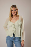 Sweet Sage Tie Blouse - Sugar Co.