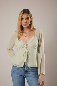 Sweet Sage Tie Blouse