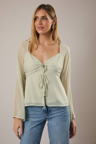 Sweet Sage Tie Blouse - Sugar Co.