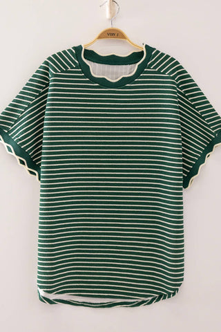 Sweet Scallop Knit Hunter Green - Sugar Co.