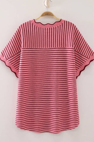 Sweet Scallop Knit Pink - Sugar Co.