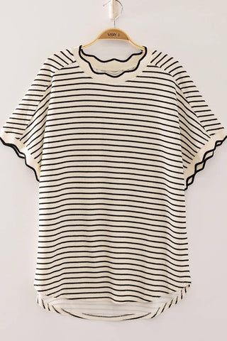 Sweet Scallop Knit White - Sugar Co.