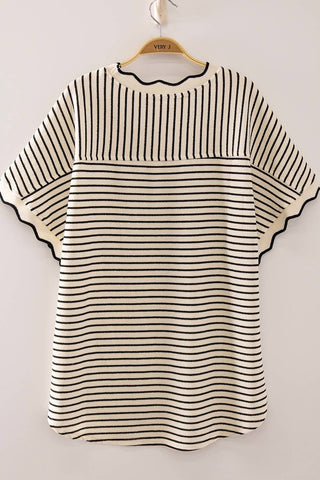 Sweet Scallop Knit White - Sugar Co.