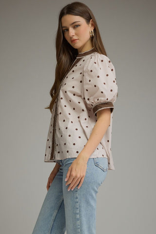 Sweetheart Dot Trim Top - Sugar Co.