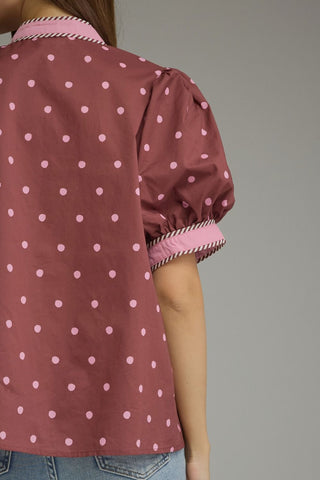Sweetheart Dot Trim Top - Sugar Co.