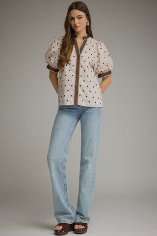 Sweetheart Dot Trim Top - Sugar Co.