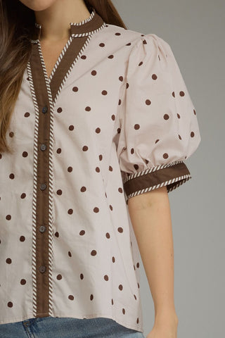 Sweetheart Dot Trim Top - Sugar Co.