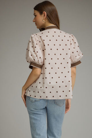 Sweetheart Dot Trim Top - Sugar Co.