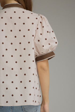 Sweetheart Dot Trim Top - Sugar Co.