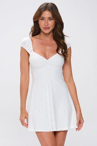 Sweetheart Eyelet Mini Dress - Sugar Co.