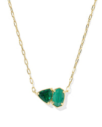 Tatum Gold Green Mix Short Pendant Necklace