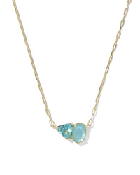 Tatum Short Pendant Necklace Gold Blue Mix