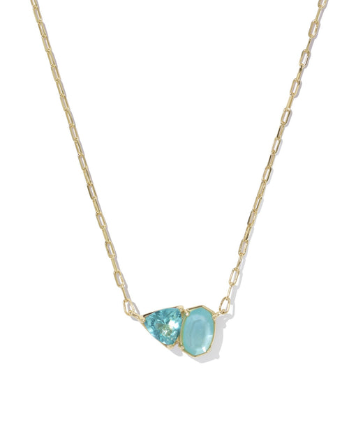 Tatum Short Pendant Necklace Gold Blue Mix - Sugar Co.