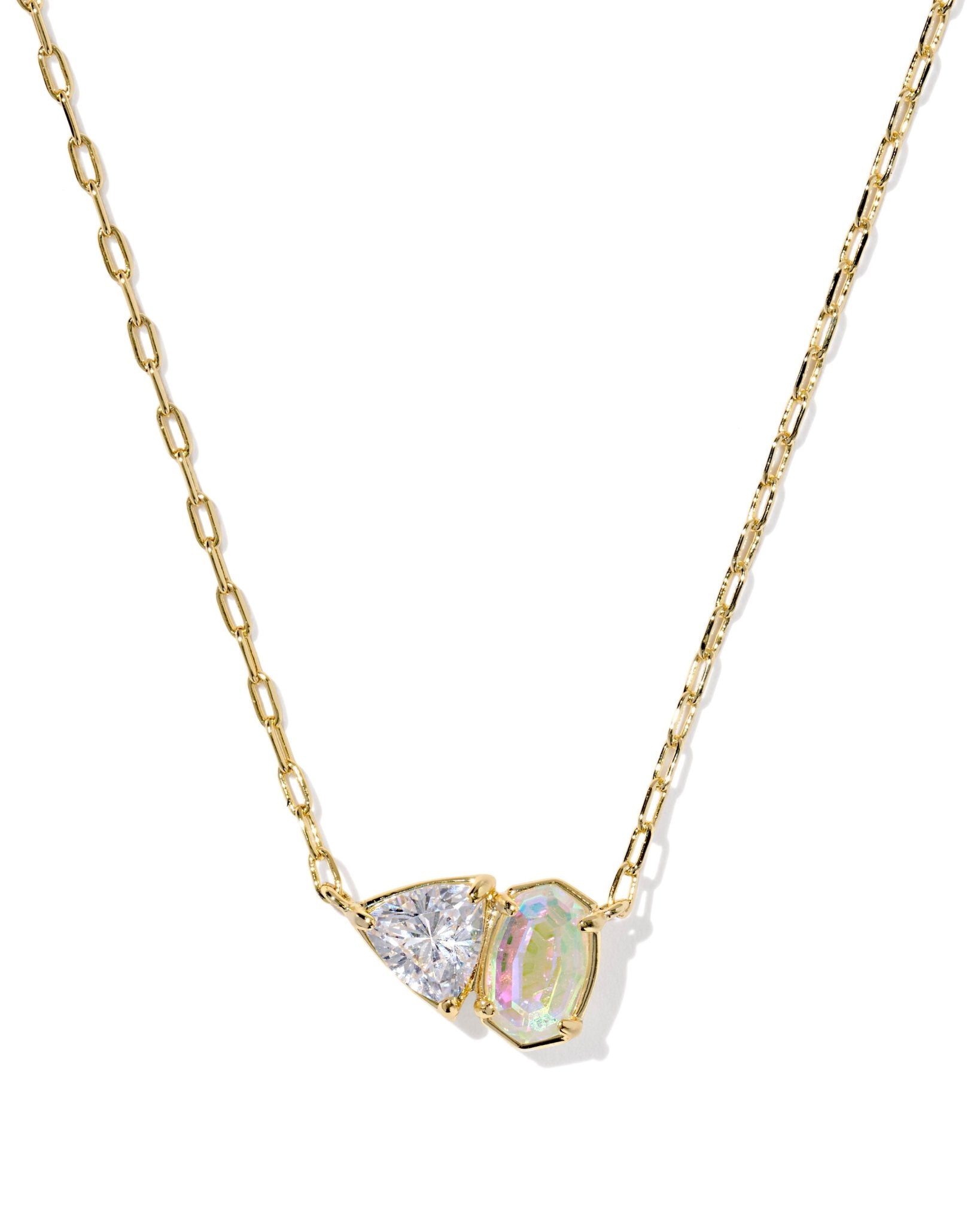 Tatum Short Pendant Necklace Gold White CZ Mix