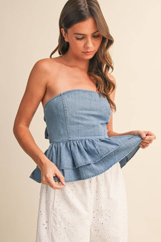 The Coastal Charm Denim Top - Sugar Co.