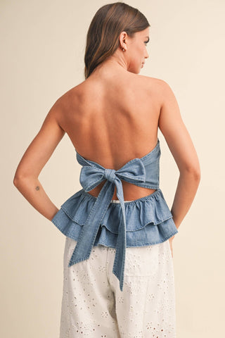 The Coastal Charm Denim Top - Sugar Co.