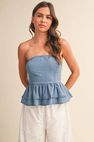 The Coastal Charm Denim Top - Sugar Co.