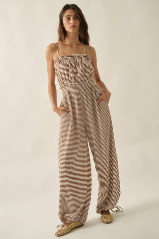 The Everly Gingham Jumpsuit - Sugar Co.