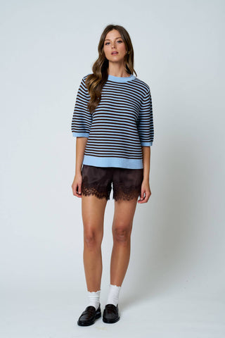 The Harper Stripe Sweater Blue - Sugar Co.