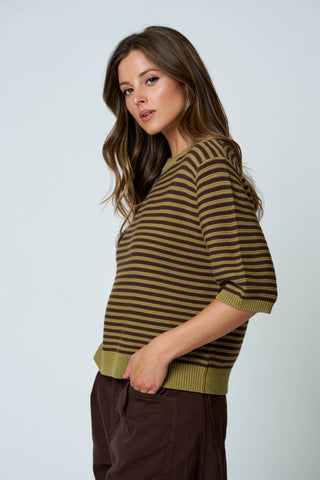The Harper Stripe Sweater Blue - Sugar Co.