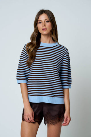 The Harper Stripe Sweater Blue - Sugar Co.