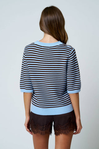 The Harper Stripe Sweater Blue - Sugar Co.