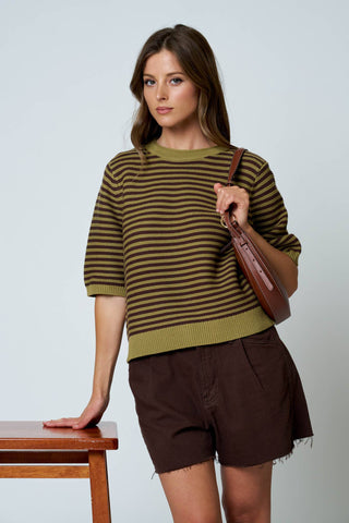 The Harper Stripe Sweater Blue - Sugar Co.