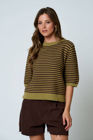 The Harper Stripe Sweater Blue - Sugar Co.