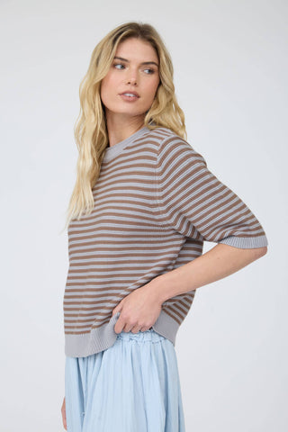 The Harper Stripe Sweater Blue - Sugar Co.