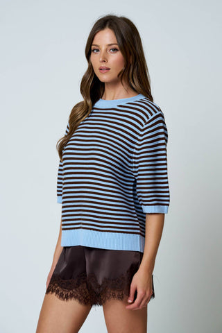 The Harper Stripe Sweater Blue - Sugar Co.