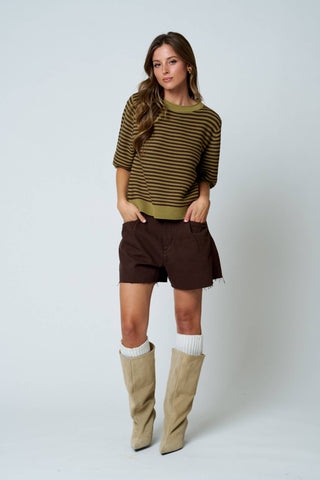 The Harper Stripe Sweater Blue - Sugar Co.