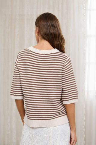 The Harper Stripe Sweater Cream - Sugar Co.