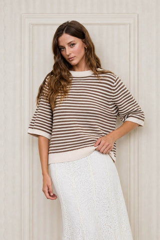 The Harper Stripe Sweater Cream - Sugar Co.