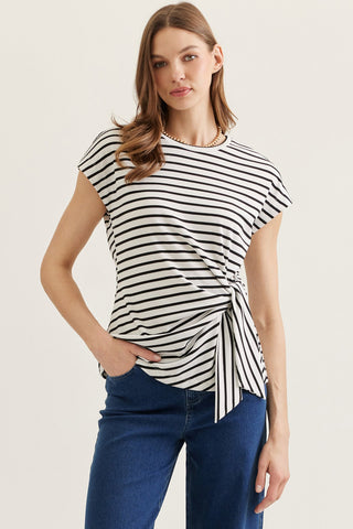 The It Wrap Top Ivory Stripe - Sugar Co.